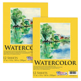 U.S. Art Supply 11 x 14 Premium Heavyweight Watercolor Paper Pad, Pack of 2 (12 Sheets Each), 140lb (300gsm) - Cold Pressed, Aci