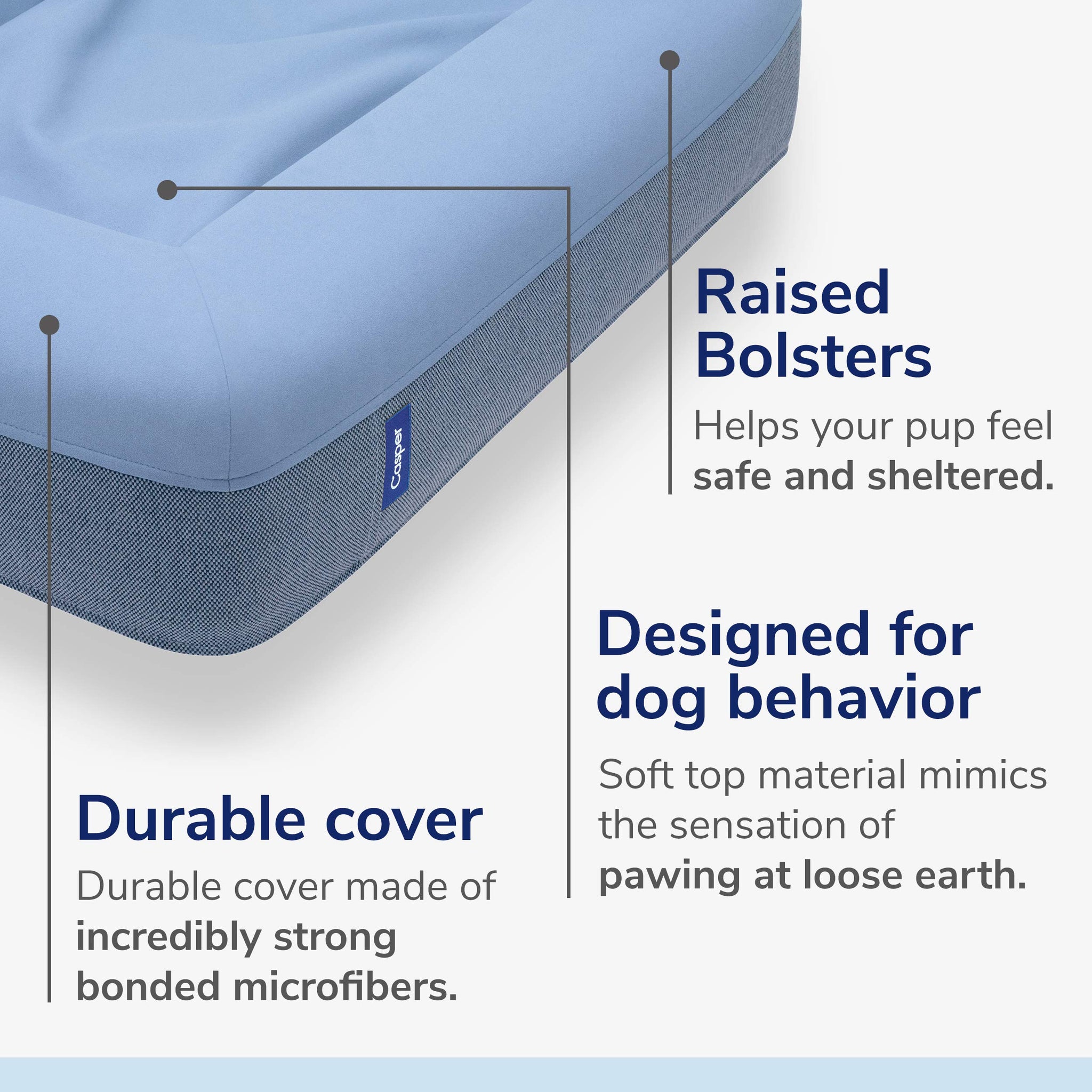 Casper Dog Bed, Plush Memory Foam, Small, Blue