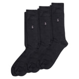 POLO RALPH LAUREN Mens Supersoft Flat Crew Sock 3 Pair Pack, Black, Mens Shoe Size 612