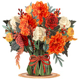 Paper Love Autumn Pop Up Flower Bouquet Card, 3D Boho Bouquet, with Detachable Forever Flowers Keepsake, for Fall, Thanksgiving,