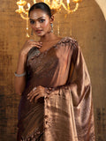 Libas Womens Solid Satin Saree With Blouse Piece