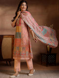 Libas Women'S Linen Kurta Sets (48868_Peach_L)