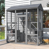 Timhaka Catio Outdoor Cat Enclosure Large Cat House For Mulitiple Cats Walk In Cat Cage With Waterproof Cover And Sunshine Panel Roof Feral Cat Shelter With 7 Platforms And 2 Resting Box 72 Inch -Like New
