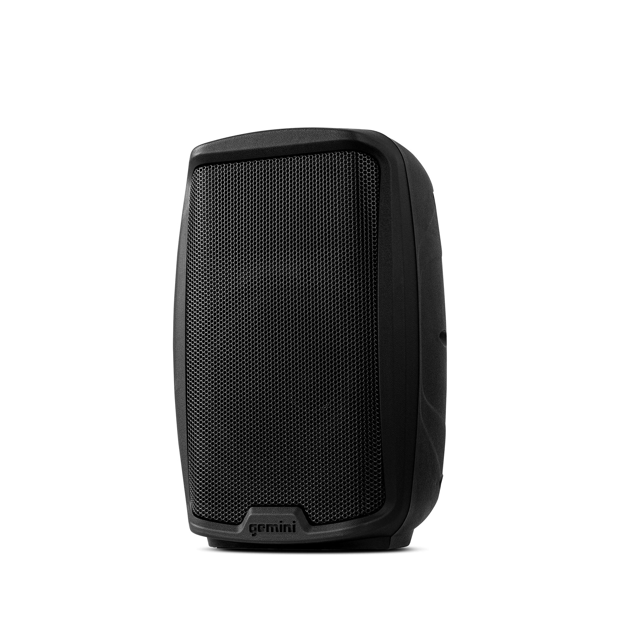 Gemini 500W Powered PA Speaker 8- Lightweight Active Floor Monitor with EQ, Mic/Line Inputs, Portable Cabinet for Practice, 