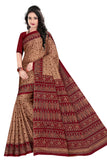 TAMAIRA FASHION Womens Plain Weave Pure Cotton Saree Without Blouse Piece(1362_BrownandMaroon)