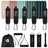 Retrospec Train Resistance Bands Set for Working Out - 5 Stackable Bands, Handles & Door Anchor - Portable Fitness Equipment for