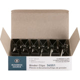 Business Source 36551 Binder Clip, Medium, 11/4, Steel, 5/8 Cap,1/DZ,Black