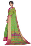 Glory Sarees Womens Organza Bandhani Saree With Blouse Piece (Organza101_Green)