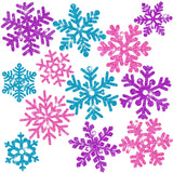 Whaline 48Pcs Christmas Snowflake Cut-Outs Glitter Pink Blue Purple Cutouts Double-Sided Cut-Outs with Glue Point for Xmas Winte