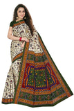 TAMAIRA FASHION Womens Plain Weave Pure Cotton Saree Without Blouse Piece(1560_Beige&DarkGreen)