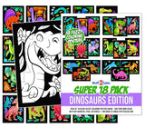 Super Pack of 18 Fuzzy Velvet coloring Posters (Dinosaurs Edition) Arts crafts for Boys and girls great for After School, T