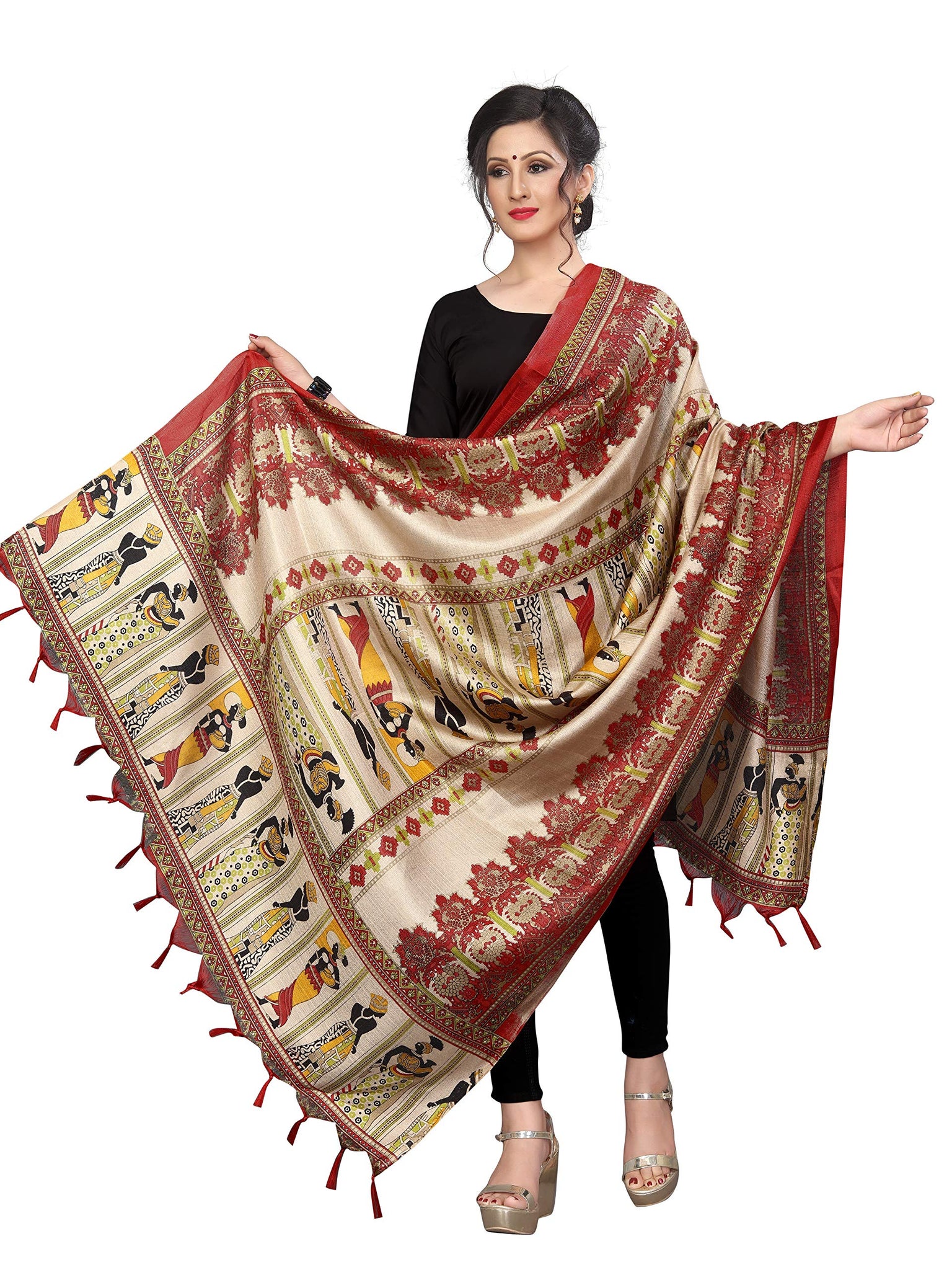 Gosriki Women'S Cotton Dupatta (Anni D8 Red_Red_Free Size),Red,,B07R6S9MNM