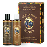Melanin Kings Beard Wash & Conditioner Set for Black Men - Gently Cleanse, Hydrate & Soften Coarse, Dry and Curly Beards - Afric