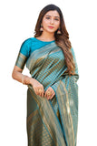 Glory Sarees Womens Banarasi Silk Saree With Blouse Piece (Banarasi_Saree134_Firozi)