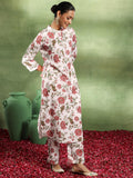 Libas Womens Printed Viscose Co-Ord Set For Women White Xl 49192