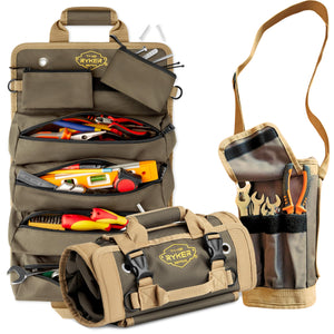 The Ryker Bag Tool Organizer Bag Tool Roll Up Bag w/Detachable Pockets. Gifts for Dad Roll Up Tool Bag Organizer for Mechanic To