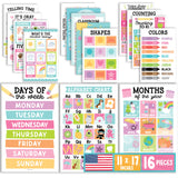 Hadley Designs 16 Educational Posters for Classroom Decor - Pastel Educational Posters for Toddlers 1-3, Toddler Learning Poster