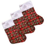 Forty Wings 3 Pcs chacks Plaid Large Candy Bag and Stocking Socks Treat Bag Goody Bag Gift Wrappig Bag Santa Claus Haversack Bag