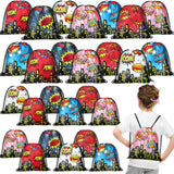 Lothee 30 Pcs Hero Party Favor Bags for Birthday Party Decorations Gift Treat Goodie Candy Backpack Boom Wow Pow Drawstring Bag 