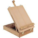Soho Urban Artist Sketch Box and Table Easel Portable, Multi Media, Adjustable Angle with Storage Compartments Oiled Beech W