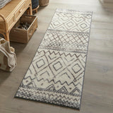 Maples Rugs Abstract Diamond Modern Distressed Non Slip Runner Rug For Hallway Entry Way Floor Carpet [Made in USA], 2 x 6, Neut