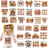 Dazoratix Fall Bow Iron on Transfers - 30 Sheets Coquette DTF Ready to Press Bulk Heat Patches Leopard Pumpkin Football Autumn V