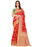 Glory Sarees Womens Banarasi Silk Saree With Blouse Piece (Kara164_Red)