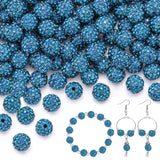 150 pcs 10mm Rhinestone Beads for Jewelry Making, Blue Zircon Shiny Round Shamballa Disco Beads Bulk, Sparkle Crystal Clay Chris