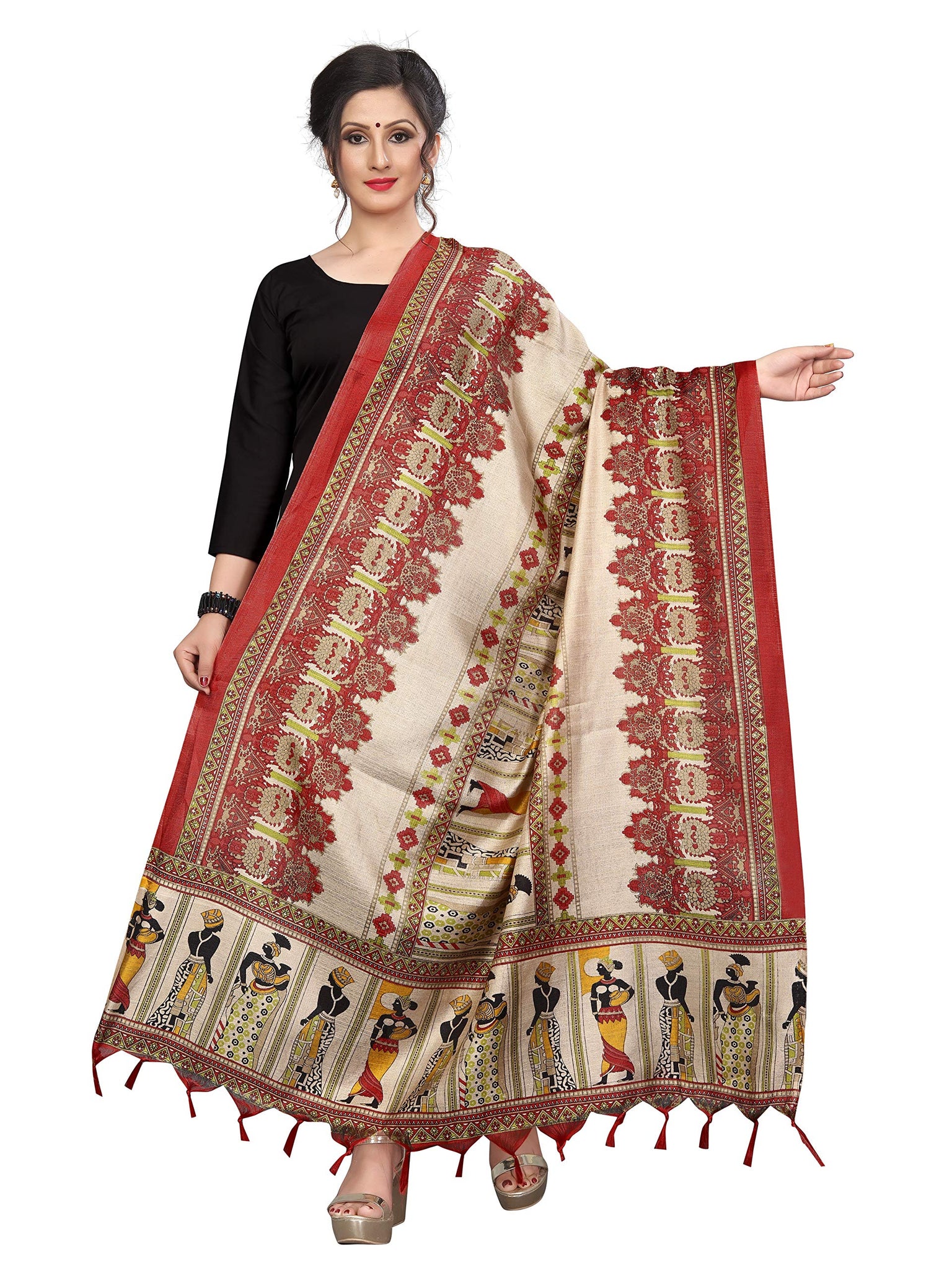 Gosriki Women'S Cotton Dupatta (Anni D8 Red_Red_Free Size),Red,,B07R6S9MNM