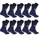 Pinkit MenS Diamond Cut Organic Cotton Crew Length Socks (Navy, Pack Of 10 Pairs)