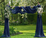 Warm Home Designs Wedding Arch Draping Fabric Bundle Has 2 144 Inch (12 Feet) Scarves in Navy Blue Fabric for Ceremony or Weddin
