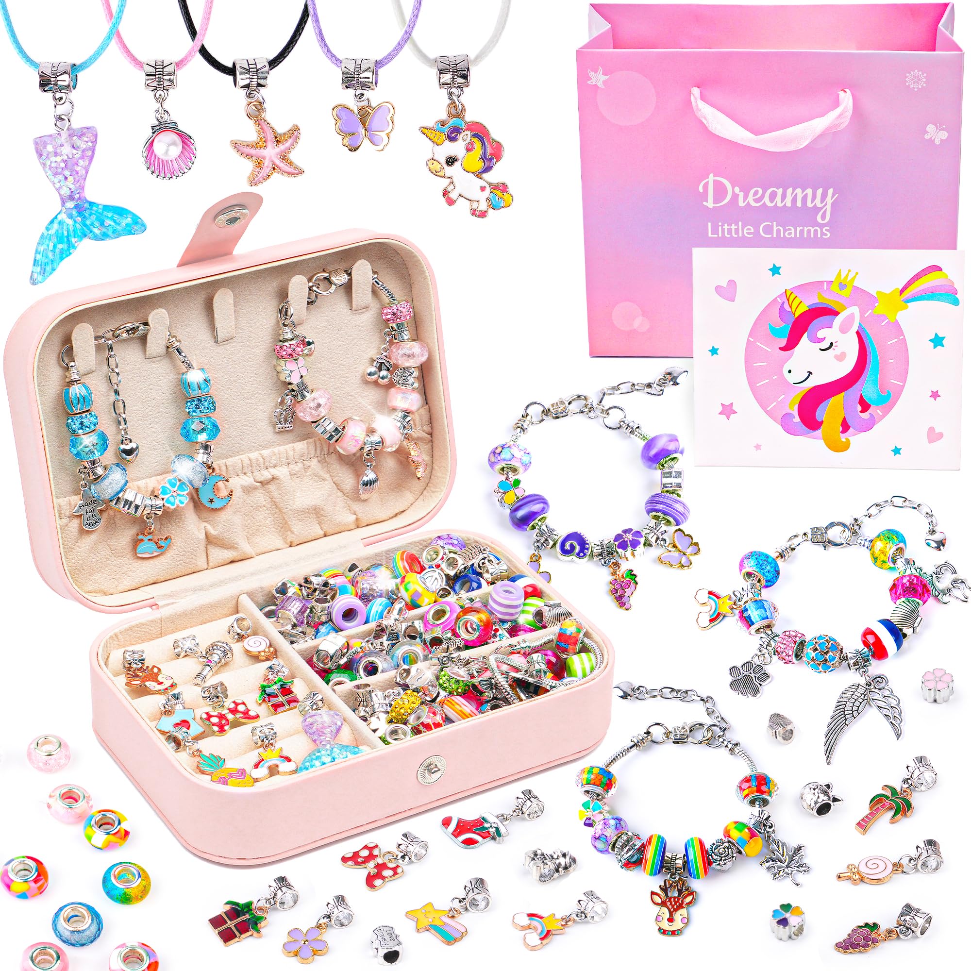 Sofier Bracelet Making Kit for Girls DIY Beads Charms Set Teen Girl Gifts for Birthday Christmas Arts and Crafts Kit with Portab