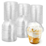 9 oz Clear Plastic Dessert Cups with Lids (Set of 50) Small Disposable Parfait Cup, Dome Lid - No Hole, 9-Ounce Party Fruit Cont