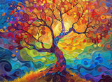 Cross & Glory - The Eternal Tree of Life - 1000 Piece Jigsaw Puzzle for Adults | Vibrant Rainbow Tree Puzzle | Meaningful Challe