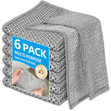 WYDZKJ 6Pack Multipurpose Wire Dishwashing Rags, Upgrade Non Scratch Wire Dishcloth, for Wet and Dry Use, Reusable Metal Microfi