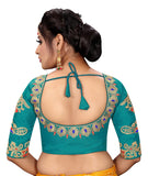 Vihu Fashion Womens Silk Floral Half Sleeve Regular Blouse (Vf Rakhi Rama 38