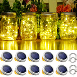 SmilingTown 10 Pack 30 LED Solar Mason Jar Lid String Lights,Fairy Lights Including 10 Pcs Hangers,for Indoor Outdoor Wedding Pa