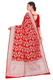 Glory Sarees Womens Banarasi Artificial Silk Saree With Blouse Piece (Kara124-Red_Red)
