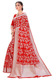 Glory Sarees Womens Banarasi Artificial Silk Saree With Blouse Piece (Kara124-Red_Red)