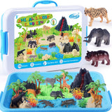 Billeeit Animal Sensory Bin Sand Toy, Play Sand Kit w/lid and 2.2lbs Magic Sand, Molds, Tools, Map Set 35pcs Total, Fun Gift for