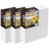 Edge All Media Cotton Deluxe Stretched Canvas Gallery Ready 21/2 Deep, Triple Acrylic Primed Canvas [3 Pack 18x24]