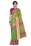 Glory Sarees Womens Organza Bandhani Saree With Blouse Piece (Organza101_Green)
