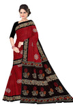 TAMAIRA FASHION Womens Plain Weave Pure Cotton Saree Without Blouse Piece(AB36_Red and black)