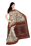 Tamaira Fashion Womens Plain Weave Pure Cotton Saree Without Blouse Piece (1560_Beige And Maroon_Malmal)