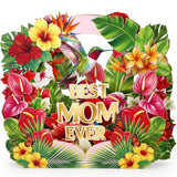 D4DREAM Pop Up Birthday Cards for Women - Tropical Hibiscus & Hummingbird, Best Mom Ever - Flowers Happy Birthday Card for Mom, 