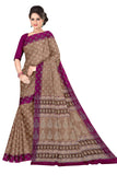 TAMAIRA FASHION Womens Plain Weave Pure Cotton Saree Without Blouse Piece(AB35_Brown and magenta)