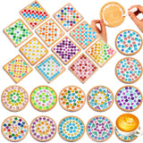 Reallnaive 22 Sets Christmas DIY Mosaic Tiles for Crafts Mixed Color Glass Mosaic Kits Xmas DIY Coasters Kit Make Your Own Stain
