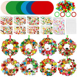 Hollowfly 48 Sets Christmas Wreath Craft Kits for DIY Santa Claus Wreath Hanging Ornaments Make Your Own Paper Xmas Craft with S