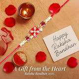 Shalinindia Premium Designer Red Kundan Stone Rakhi For Brother Rakhi Thread, Rakhi Bracelet, Traditional Raksha Bandhan Gift F,Nylon,Multicolor