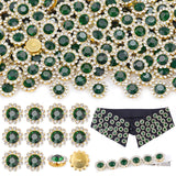 130 PCS 12MM Sew on Rhinestones for Bedazzling, Emerald Crystal Flower Shape Claw Flatback Rhinestones for Crafting, Glass Rhine